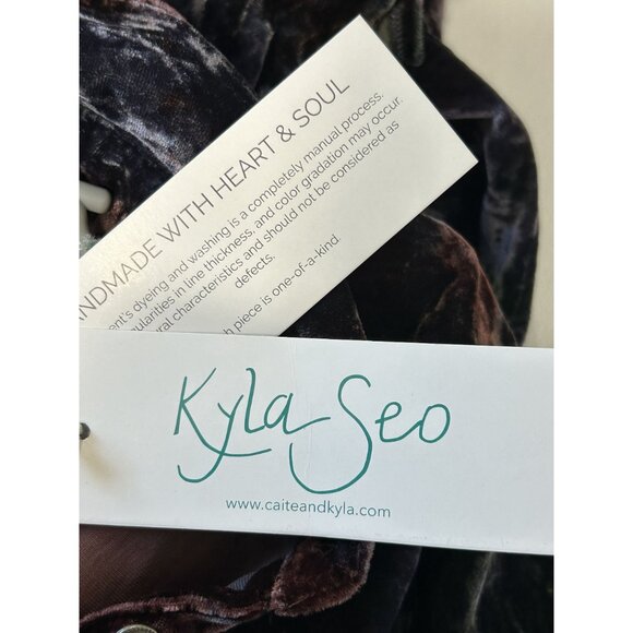 Kyla Seo Raeli Shirt Velvet Top in Deep Camo Tie Dye - Sz M - NWT - Picture 4 of 8